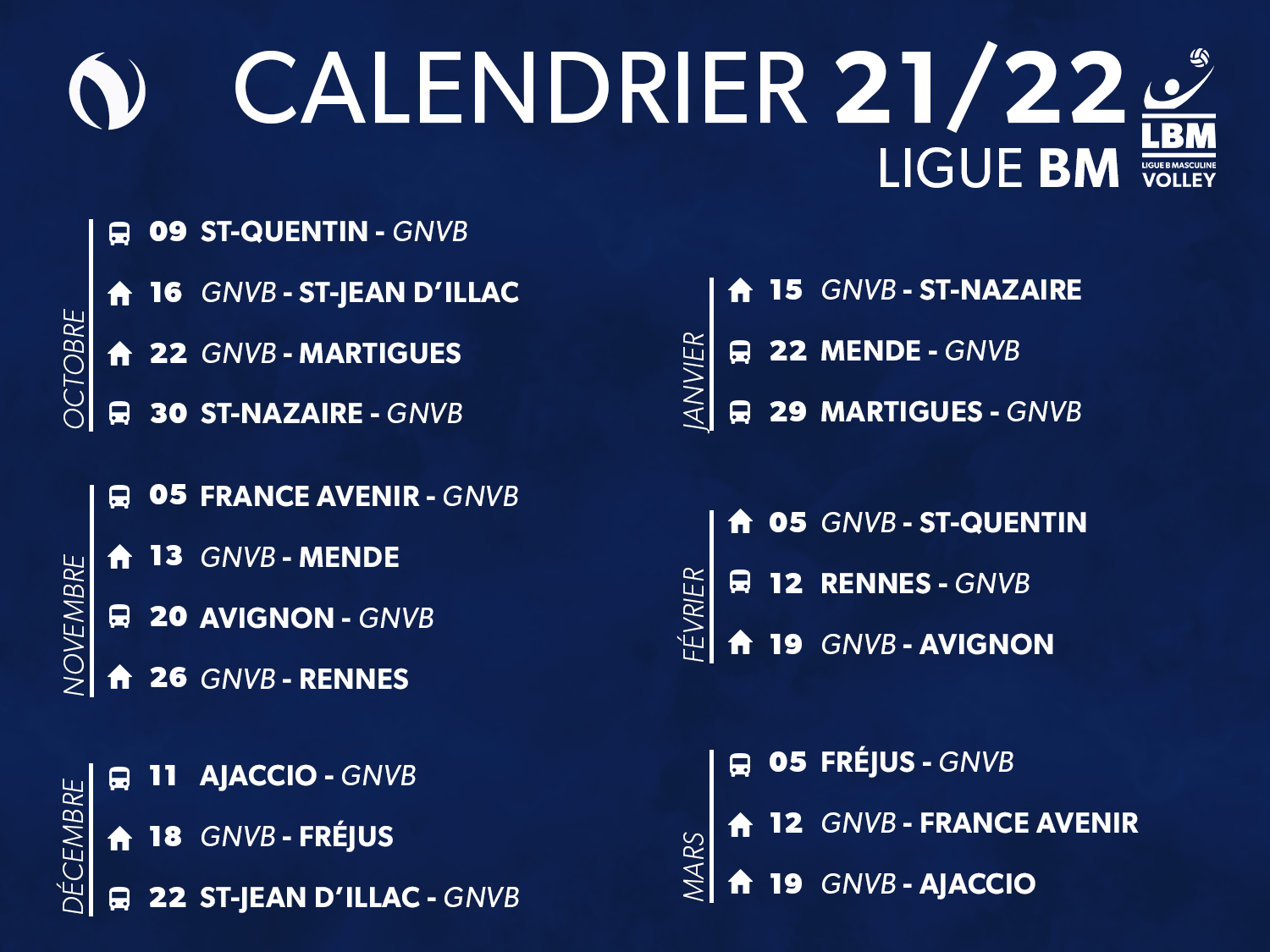 Calendrier 2024/2025 - 🏐 Grand Nancy Volley-Ball